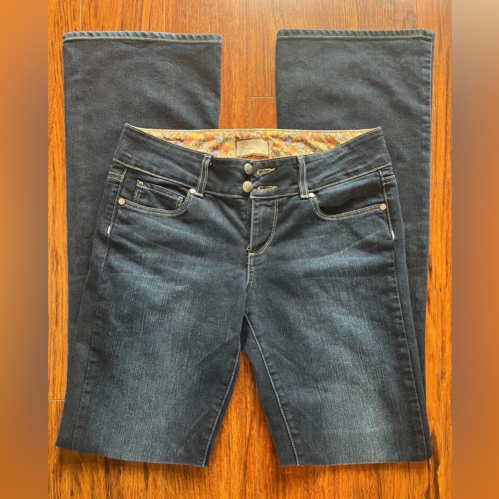 Paige H.H. Boot Cut Dark Blue Mid Rise Stretch Denim Jeans Size 26 - Picture 6 of 9